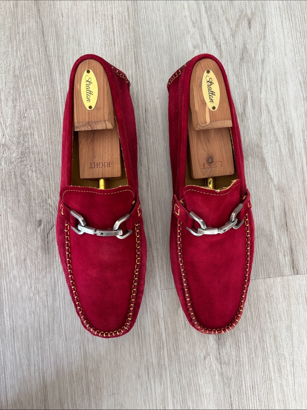Donald Pliner Men's Red Suede Bit Driving Loafers - Sz 12